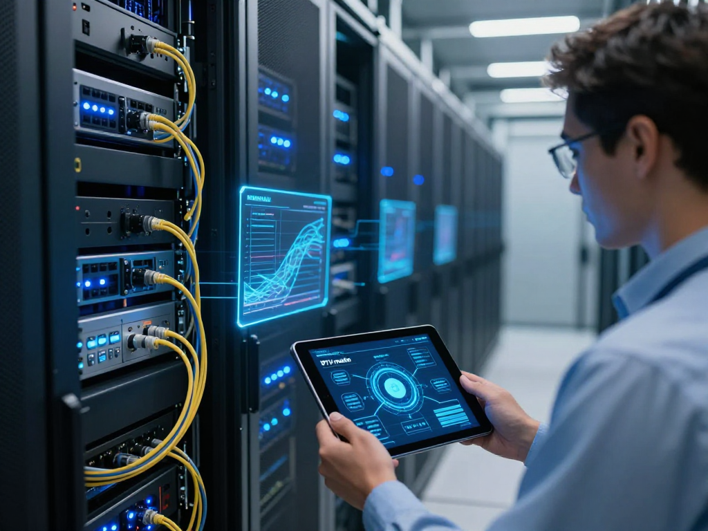 Iptv reseller panel solutions in a modern data centre with advanced server technology and AI analytics support.