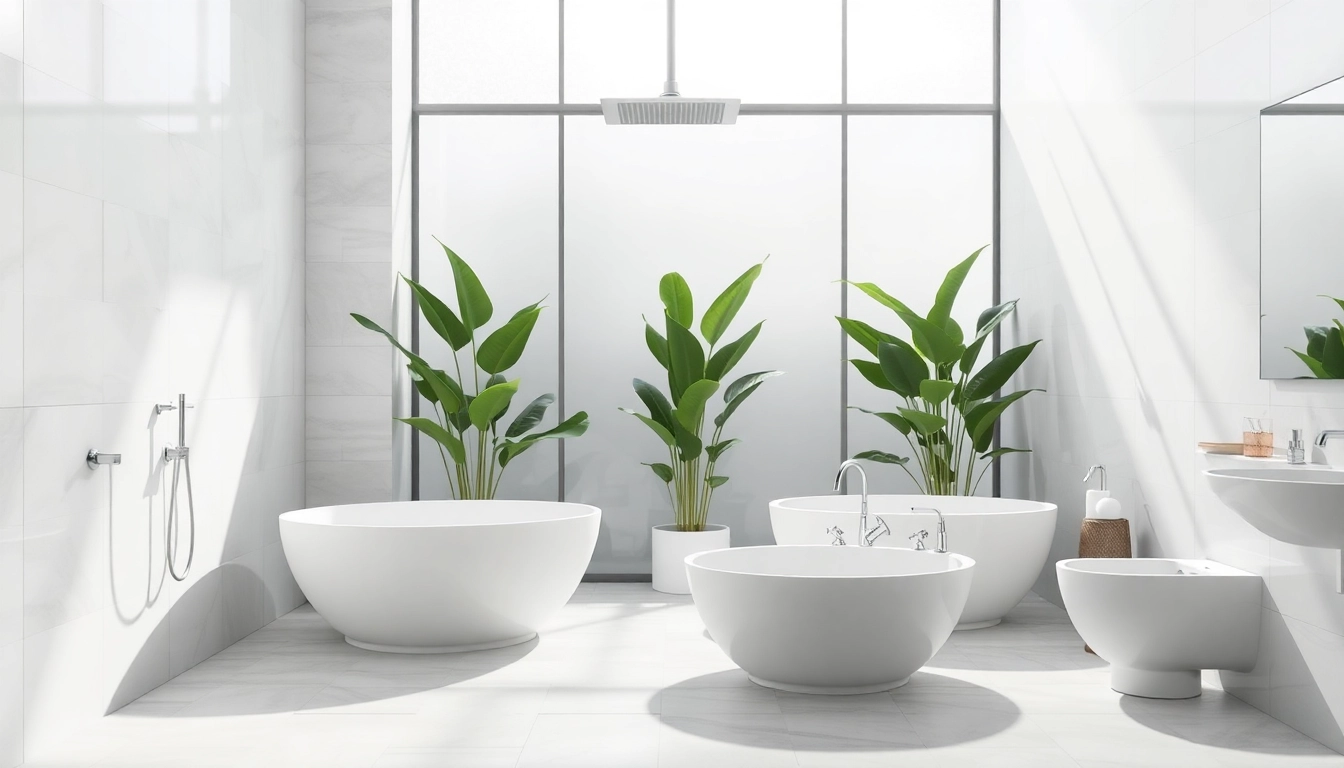 Elegant shower bases showcased in a bright, modern bathroom setting