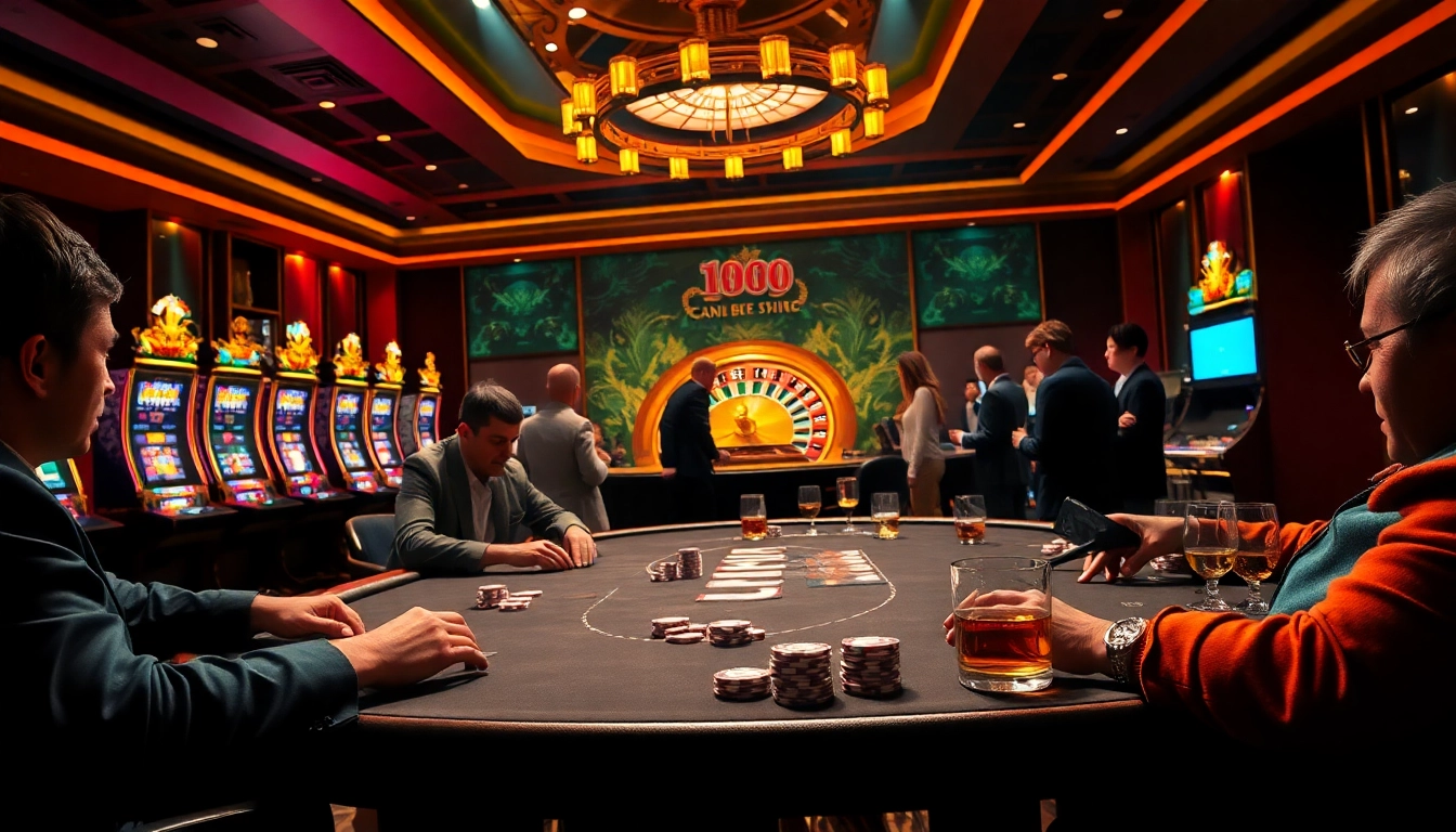 BEM88 players strategizing at a luxurious poker table, immersed in the thrill of casino gaming.