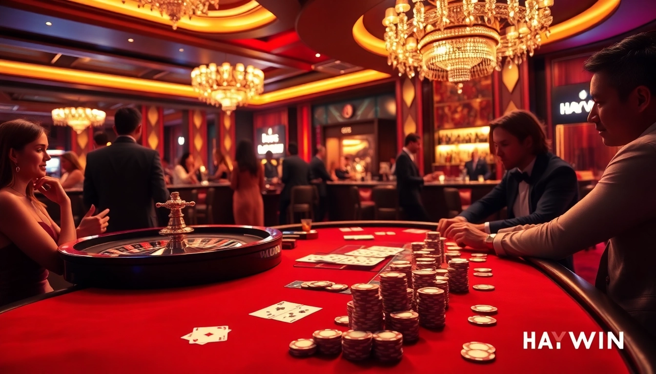 Experience the thrill of HAYWIN with engaging casino gameplay at luxurious poker tables and vibrant roulette.