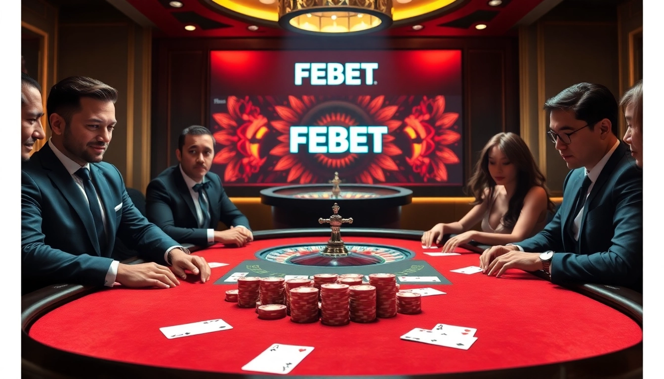 Exciting casino scene featuring luxury poker gameplay at FEBET.